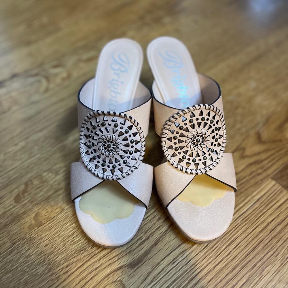 Brighton Rive Natural Leather wedge heel.
